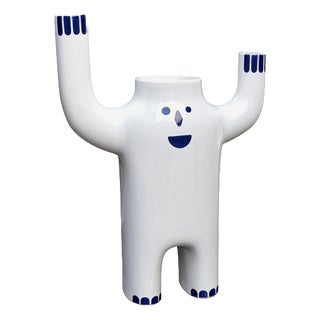 Small White Glazed Happy Susto Vase from Jaime Hayon For Sale