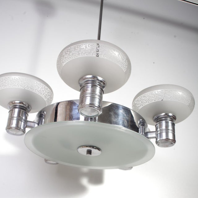 Chrome Chandelier from Napako, Former Czechoslovakia, 1940s For Sale - Image 14 of 16