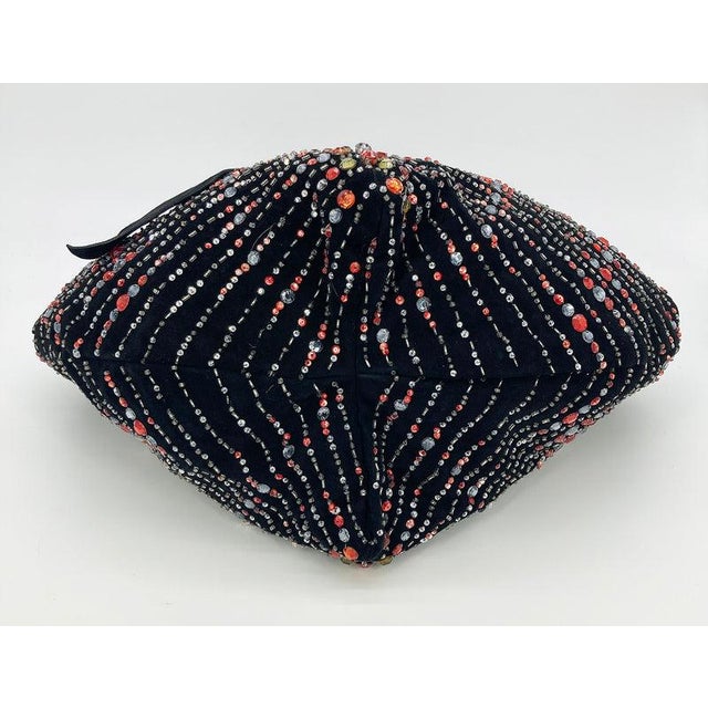 Animal Skin Valentino Black Suede Rhinestone Beaded Bow Tote For Sale - Image 7 of 11