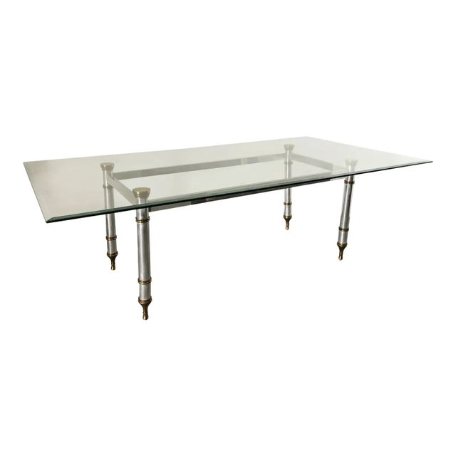 1960's Maison Jansen Steel and Brass Dining Table For Sale - Image 9 of 10