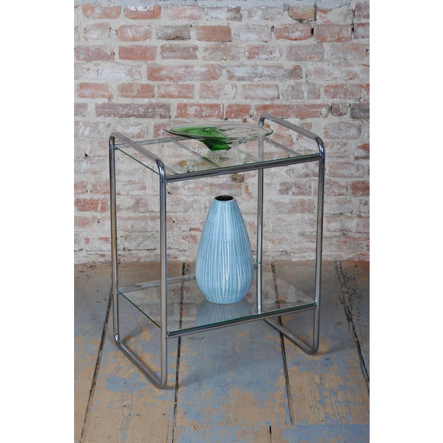 Silver Small Vintage Bauhaus Table in Chrome-Plated Tubular Steel and Glass, Czech, 1930s For Sale - Image 8 of 9