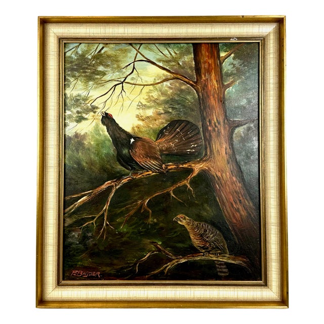 F. Bassler, Capercaillie, Oil on Board, 1900s, Framed For Sale