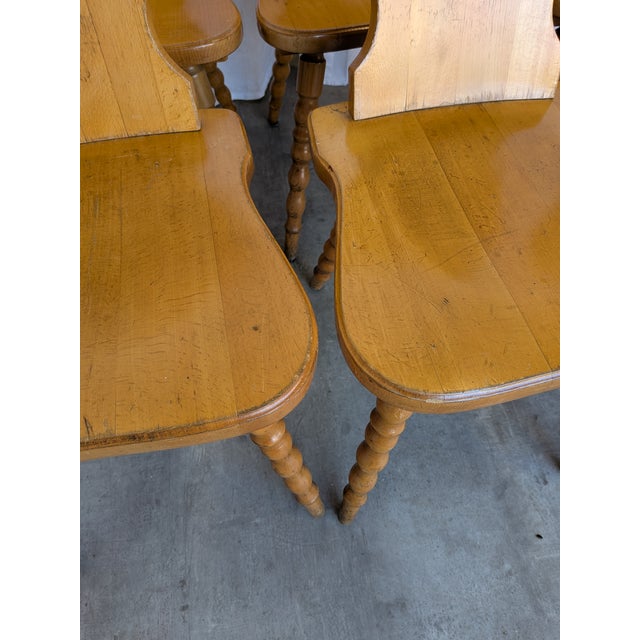 Vintage Tyrolean Farmhouse Heart Cutout Wooden Dining Chairs, 1970s, Set of 8 For Sale - Image 10 of 18