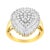 Contemporary 10K Yellow Gold 1.0 Cttw Round and Baguette Cut Diamond Oval Shaped Cluster Ring - Size 6 For Sale - Image 3 of 7