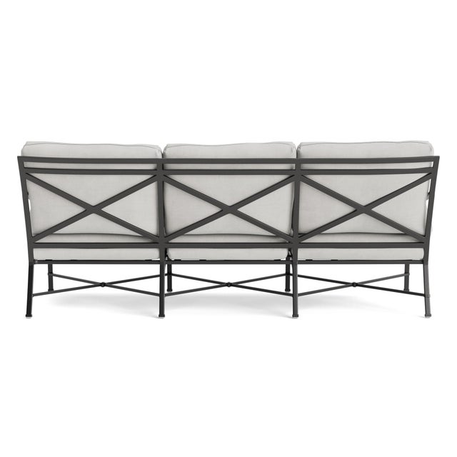 Brown Jordan Brown Jordan Venetian Sofa, Textured Pewter frame with Fusion Dove fabric For Sale - Image 4 of 11