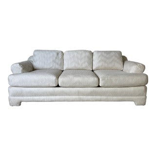 Vintage Century Furniture White Textured Fabric Three-Seater Sofa For Sale