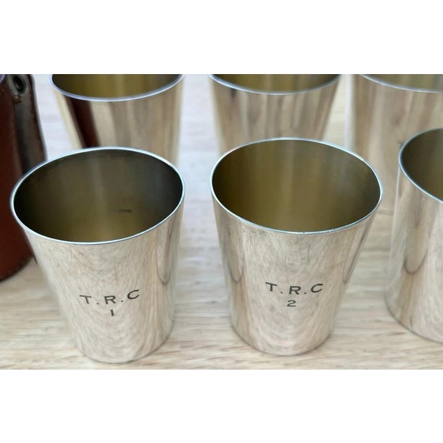 Asprey of London Set X 6 Silver Plated Stacking Travel Shot Cups For Sale - Image 11 of 18