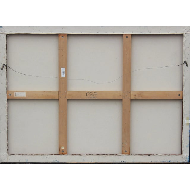 David True "Promises Kept" Large Blue Tonal Surrealist Painting 1986 For Sale - Image 4 of 6