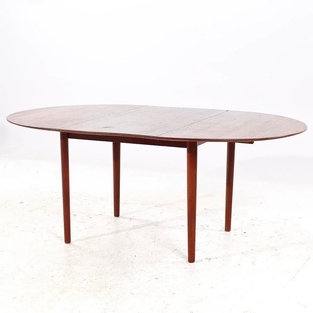 Moreddi Style Mid Century Danish Teak Expanding Dining Table With 1 Leaf For Sale - Image 9 of 10