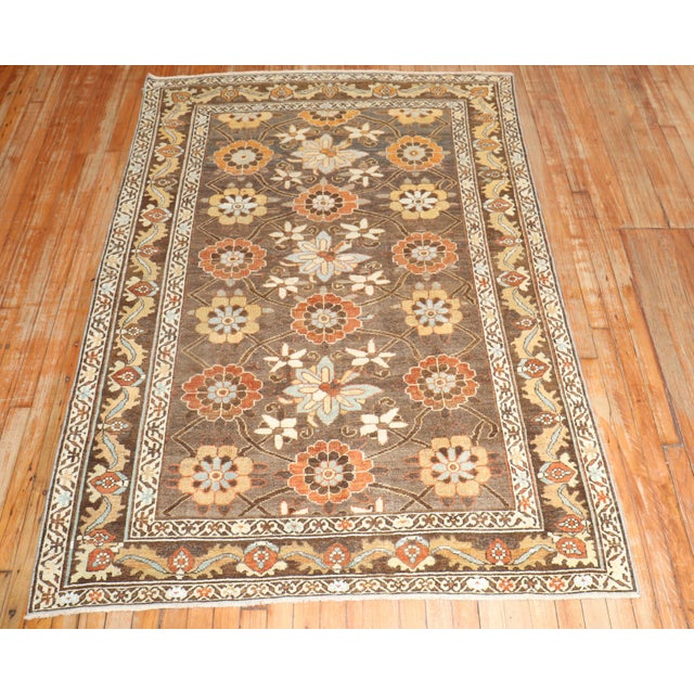 Early 20th Century Brown Persian Veramin Rug - 4'6" x 6'5" For Sale - Image 4 of 10