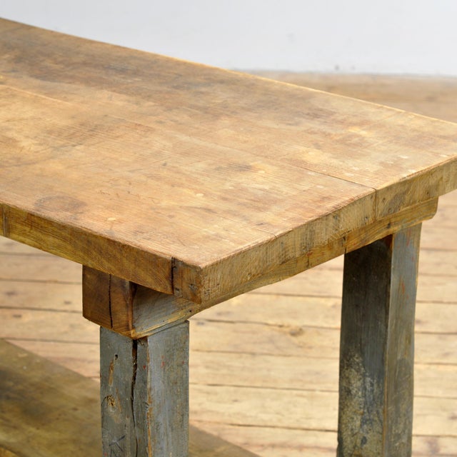 Industrial Oak Work Table, 1950 For Sale - Image 6 of 10