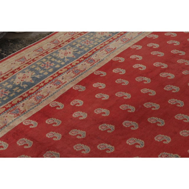 1900 - 1909 Antique Oushak Rug in Red With Paisley Patterns, From Rug & Kilim For Sale - Image 5 of 10