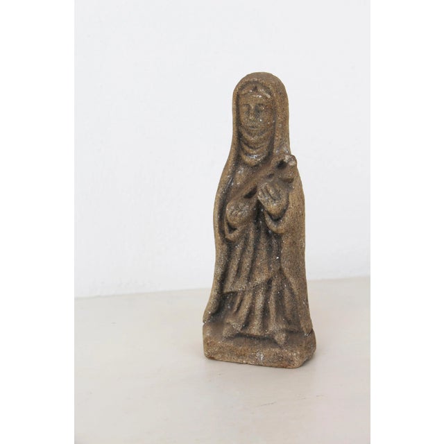 Late 19th Century Carved Granite Holy Mary With Baby Jesus Figurine For Sale - Image 9 of 13