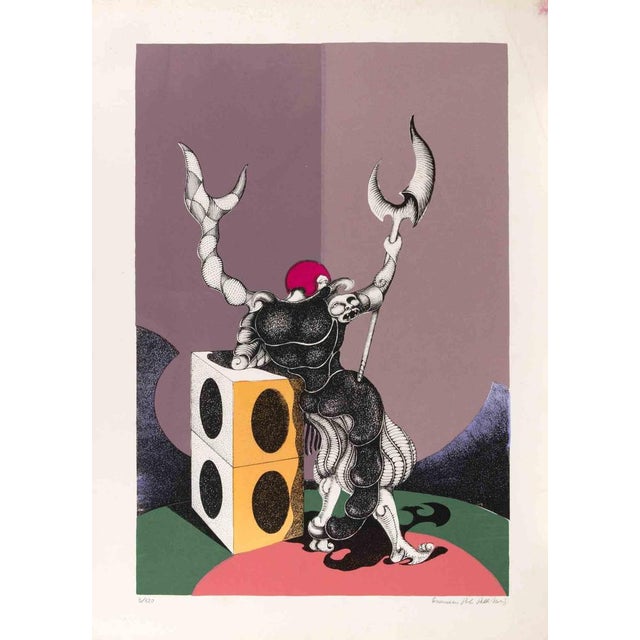 Lithograph on paper. Hand signed and numbered in pencil. Edition of 120. This color lithograph by Francesco Paolo Delle...