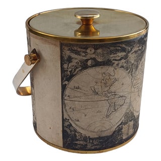 Vintage Ice Bucket with Geographical Map, 1970s For Sale