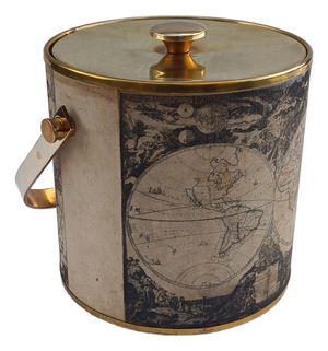 Vintage Ice Bucket with Geographical Map, 1970s