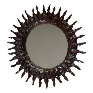 Sole Bio French Ceramic Mirror by Renzo Maar For Sale