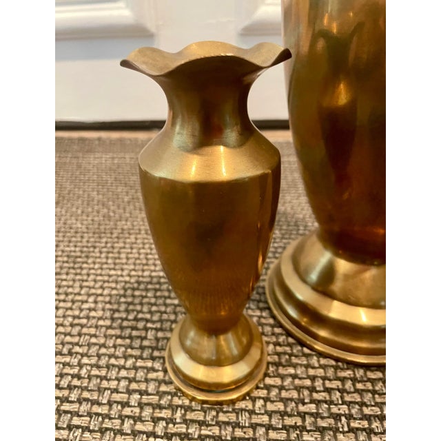 1960s Vintage Brass Vases- Set of 3 For Sale - Image 5 of 6