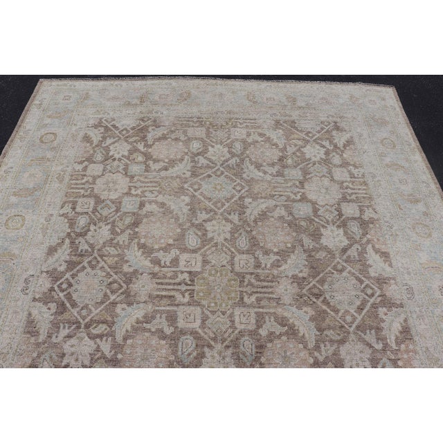Modern Tabriz Design Rug by Keivan Woven Arts in Warm Brown Tones 9'3 X 11'8 For Sale - Image 11 of 17