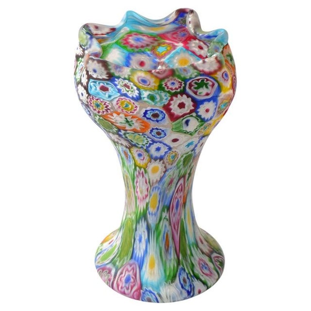 Mid-Century Modern 1960s Italian Blown Glass Colorful Millefiori Vase Mid-Century Modern Boho Chic For Sale - Image 3 of 13