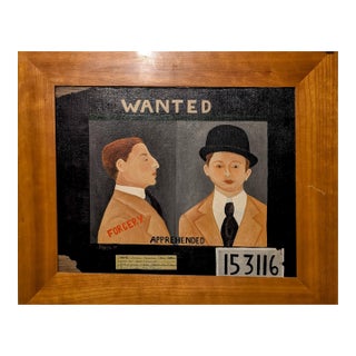 Mid 20th Century Larry Zingale Original Acrylic Painting of New York Mobster Abraham Friedman Wanted Poster For Sale