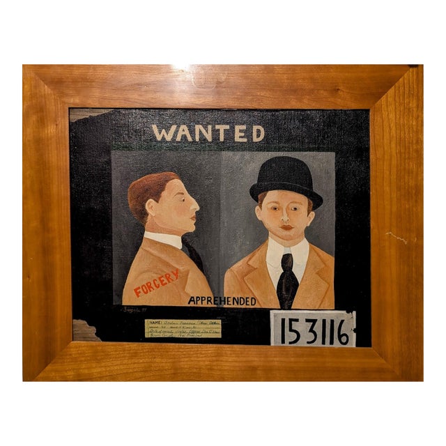 Mid 20th Century Larry Zingale Original Acrylic Painting of New York Mobster Abraham Friedman Wanted Poster For Sale