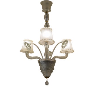Vintage Murano Glass 3-Light Chandelier from Barovier & Toso, 1940s For Sale