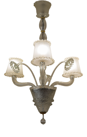Vintage Murano Glass 3-Light Chandelier from Barovier & Toso, 1940s