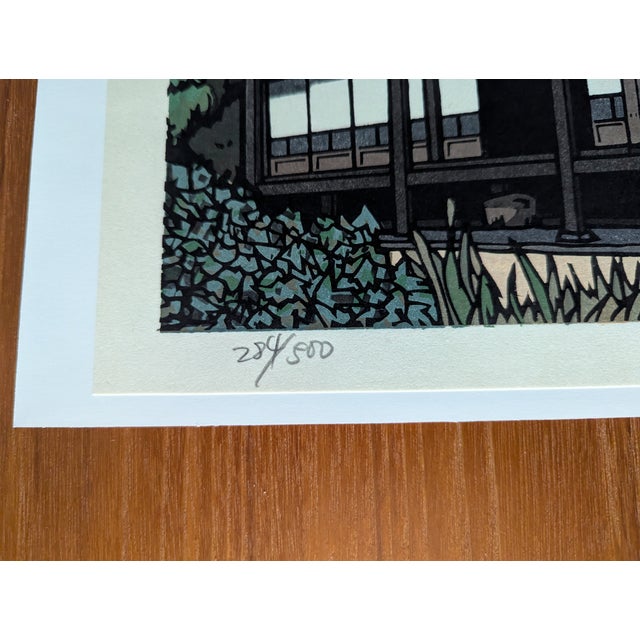 1980s Signed LTD Ed Katsuyuki Nishijima Woodblock Print "Farmhouse in Nagato" — 284/500 For Sale - Image 11 of 13