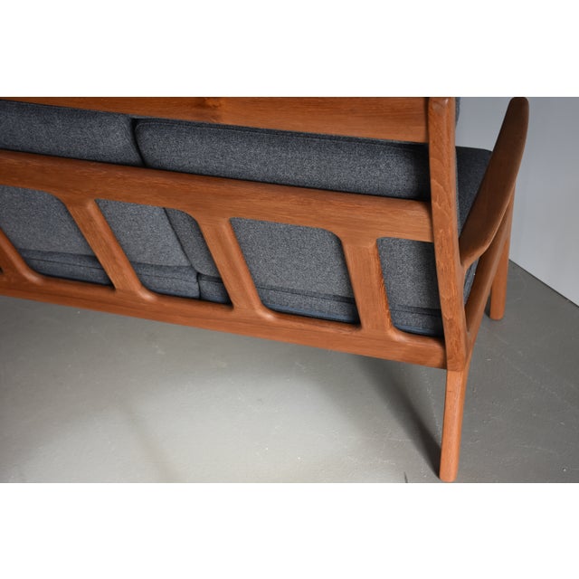 Reupholstered Teak High-Back Sofa by Juul Kristensen with Kvadrat Tonica Fabric, 1970s For Sale - Image 15 of 15