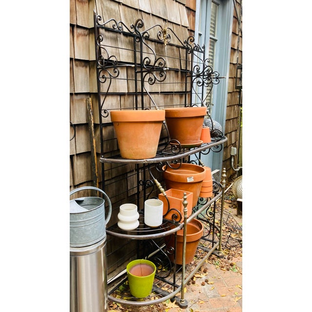 Antique French Bakers Rack Brass and Iron Multiple Shelves For Sale - Image 11 of 11
