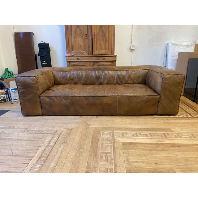 Restoration Hardware Fulham Leather Sofa Chairish