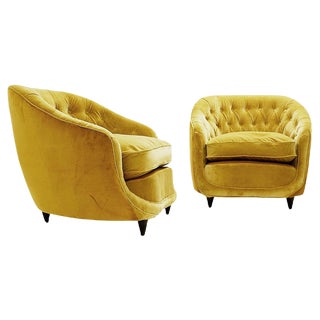 Set of Mid-Century Velvet Armchairs in the style of Gio Ponti by Gio Ponti, 1950s For Sale