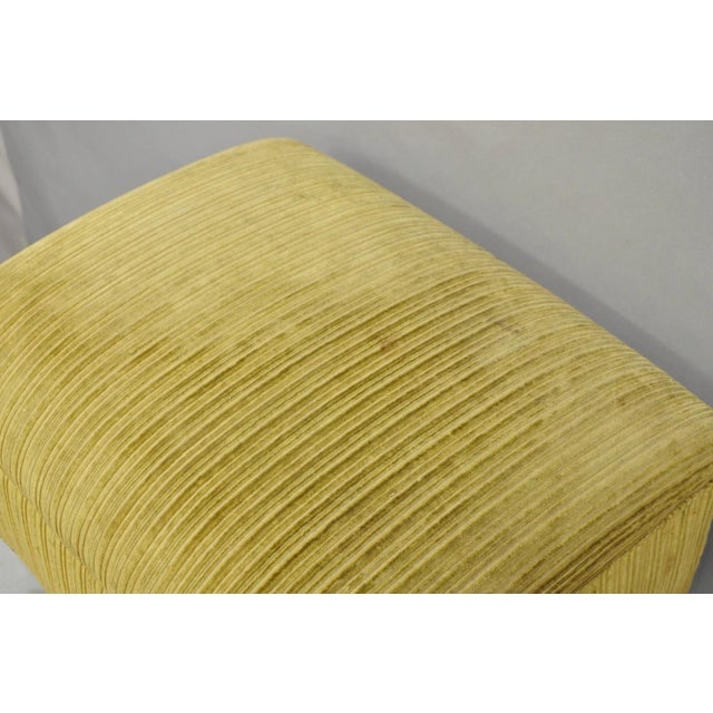 Vintage Traditional Mahogany Leg Green Upholstered Footstool Ottoman For Sale - Image 9 of 14