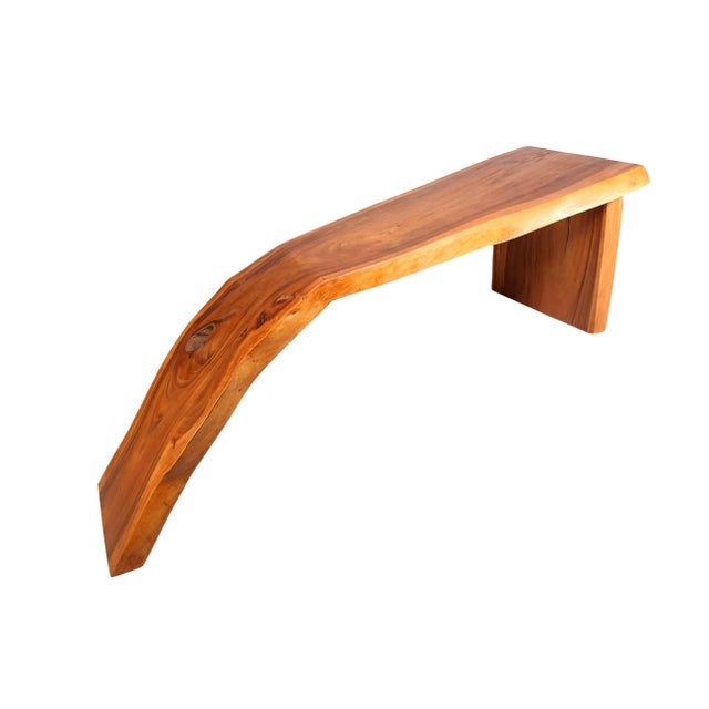 Contemporary Modern One Slab Water Fall Living Edge Console Table 42 For Sale - Image 3 of 6