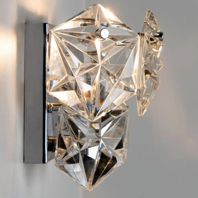 Faceted Crystal and Silver Chrome Sconce attributed to Kinkeldey, Germany, 1970s For Sale - Image 9 of 14