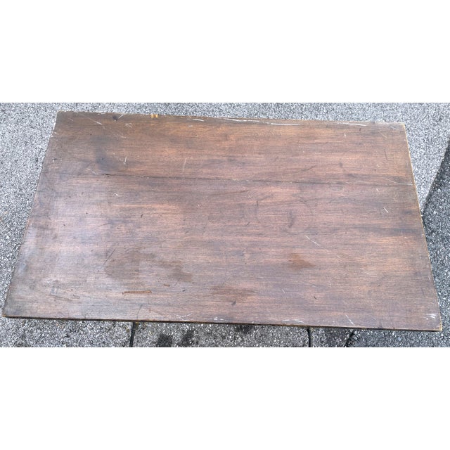 French Wrought Iron Side Table W/ Flowers & Wooden Top For Sale - Image 12 of 12