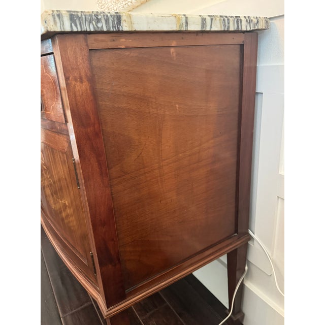 Antique French Louis XVI Demilune Mahogany Calacatta Viola Marble Top Buffet Sideboard Credenza For Sale - Image 17 of 18