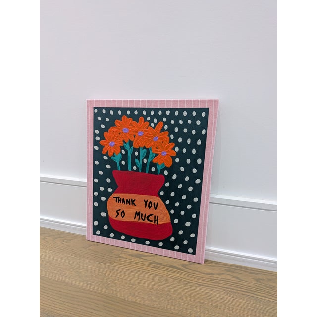 Contemporary Thank You So Much Contemporary Floral Abstract Painting For Sale - Image 3 of 8