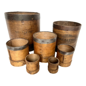 Antique French Steam Bent Dry Measures - Set of 7