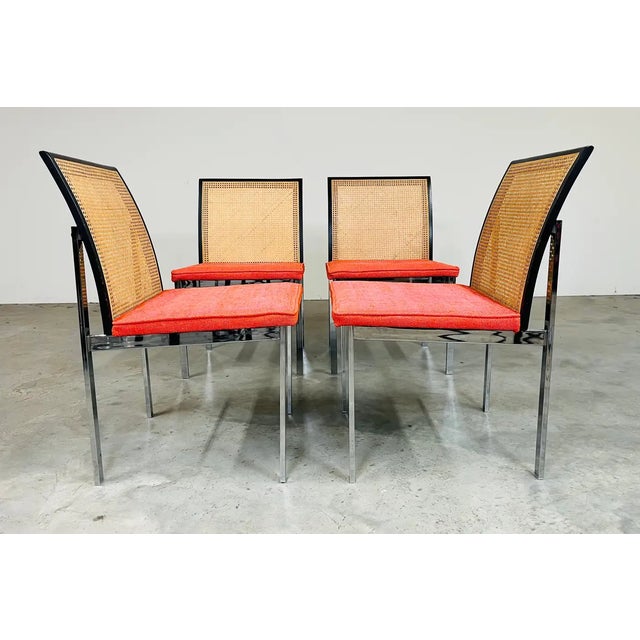 Wood 4 Paul McCobb for Lane Cane Back and Chrome Steel Dining Chairs For Sale - Image 7 of 10