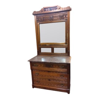 Antique Dresser, Marble Top Dresser With Mirror, Victorian Furniture For Sale
