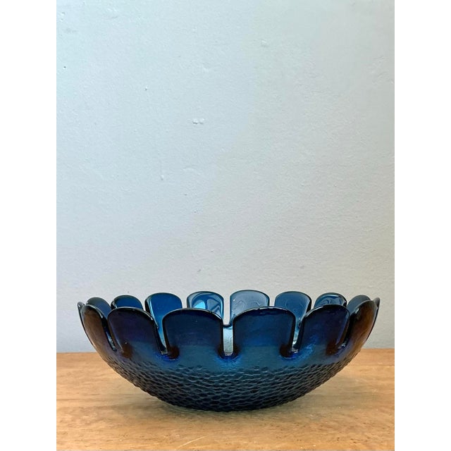 Vintage Mid Century Modern Swedish Scalloped Glass Bowl For Sale - Image 9 of 12