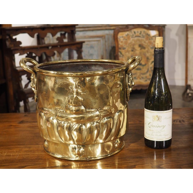 French Circa 1900 Polished French Brass Folk Art Wine Cooler or Jardiniere For Sale - Image 3 of 18