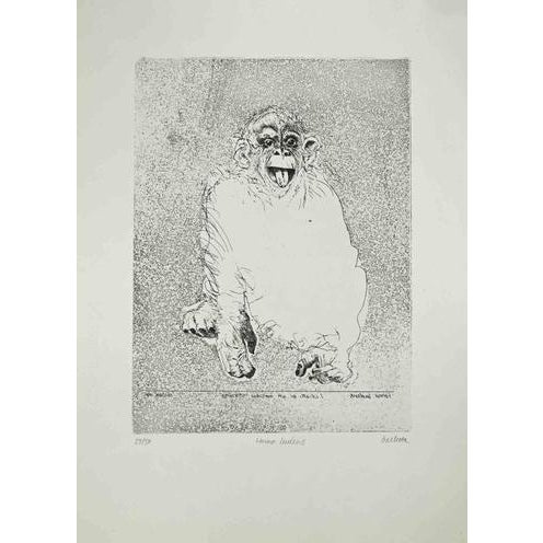 Modern Sergio Barletta, Homo Ludens, 1960s, Etching For Sale - Image 3 of 3