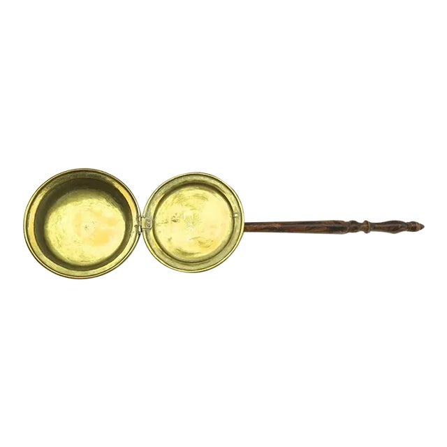 English Brass Bed Warmer with Pierced Lid For Sale