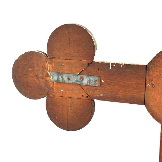 Antique Monumental Gothic Parcel Gilt & Polychromed Carved Oak Cross 19thC For Sale - Image 10 of 13