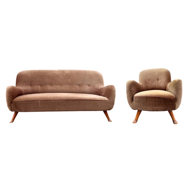 Set of Sofa and Armchair from Berga Möbler, Denmark, 1940s For Sale
