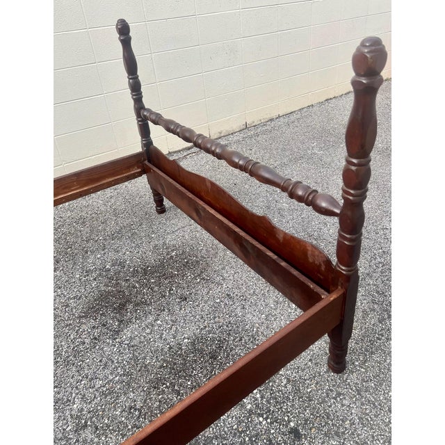 Vintage Carved Full Size Low Poster Bed Frame | Chairish
