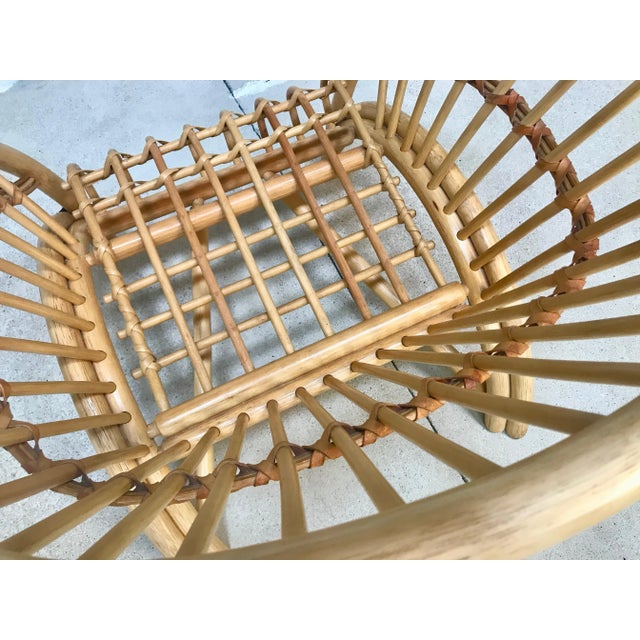 Large Italian Bamboo Lounge Chair with Leather Lacings, 1970s For Sale - Image 16 of 18